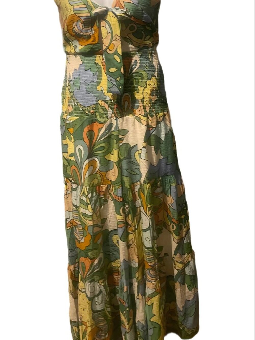 Kamiyah Printed Jumpsuit Green Combo Retro Wide Leg